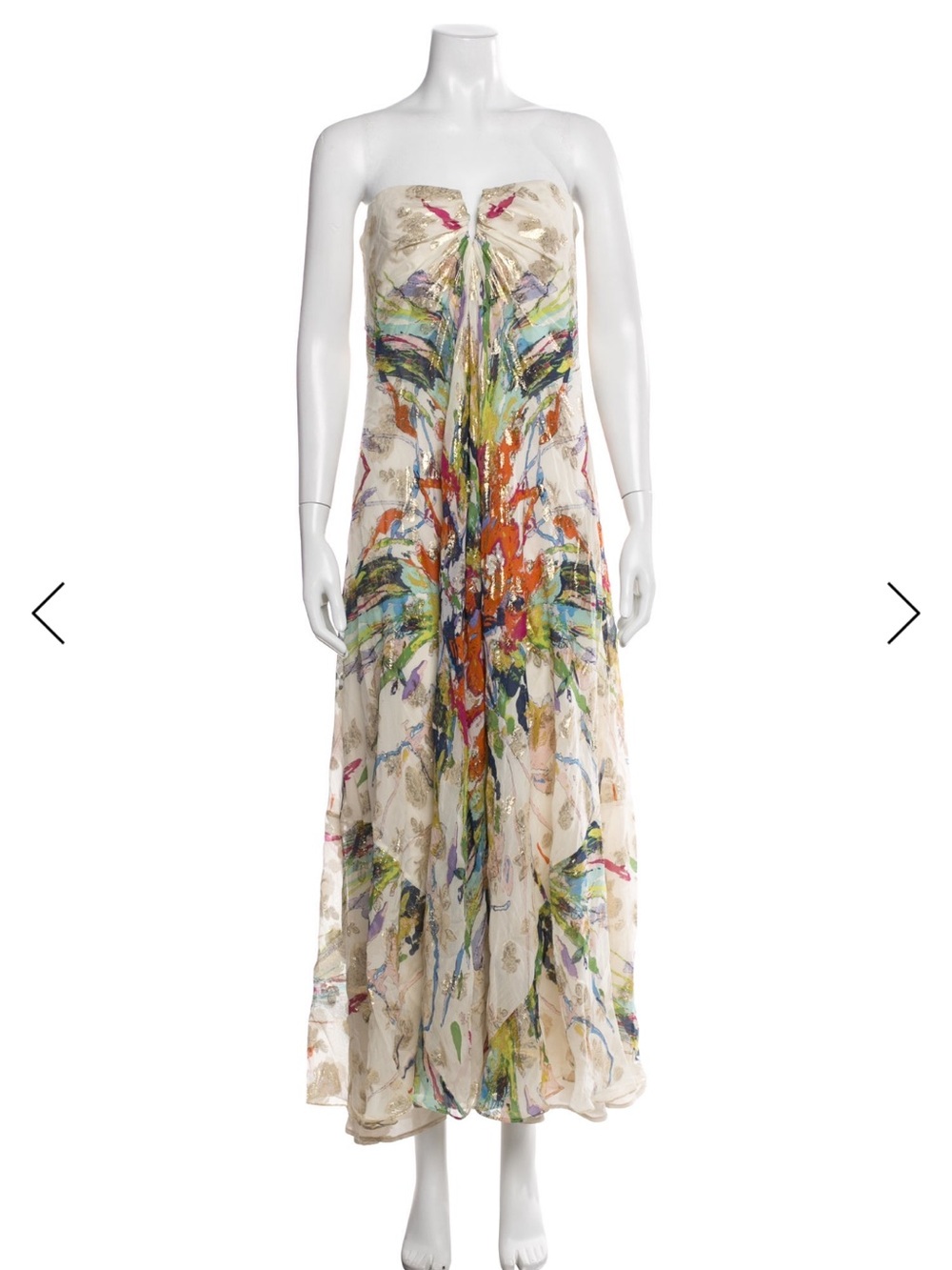 Nicole Miller Strapless Multicolor Floral Midi Dress - Cream Base